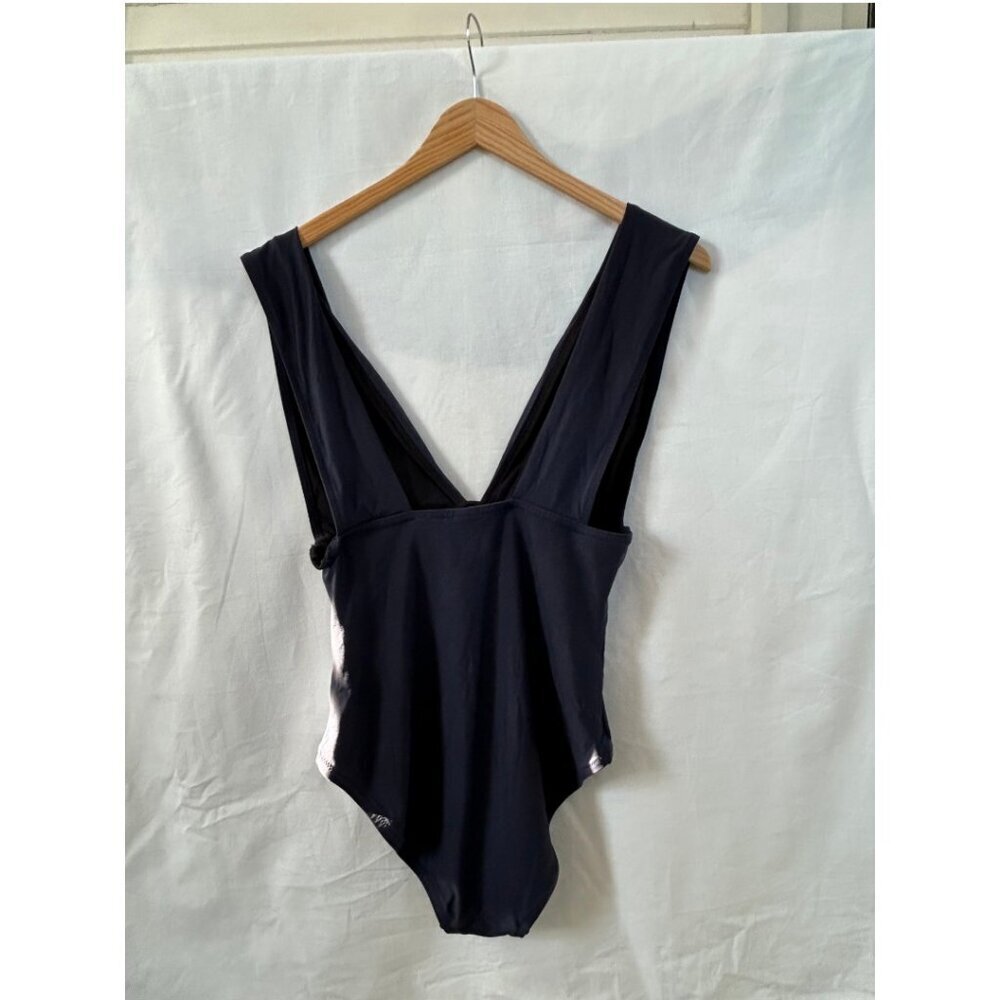 J. Crew One Piece Swimsuit Navy Blue Plunge Back Beachwear Swimwear Size 8 - Picture 4 of 8